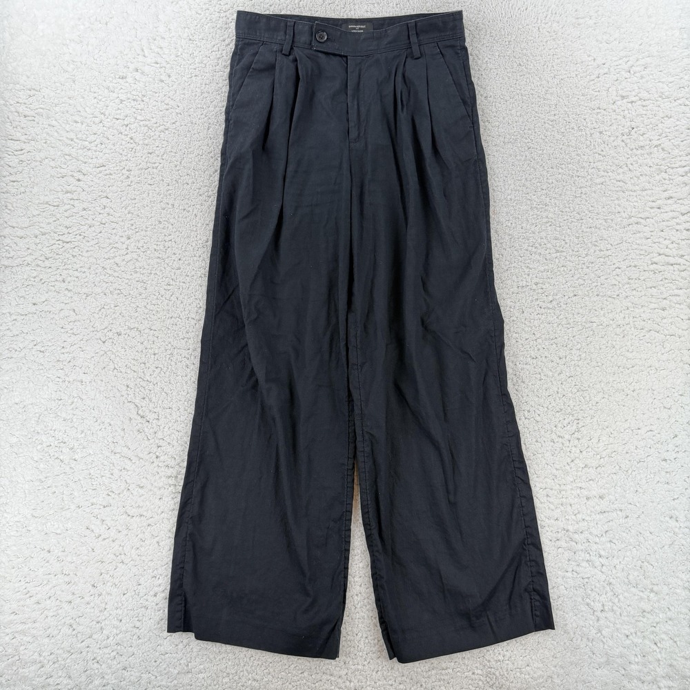 Banana Republic Womens 6 Black Linen Blend Pleated Wide Leg Pants 851121-01